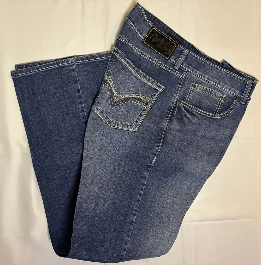 Rock 47 by Wrangler Men's Slim Fit Bootcut Jeans Size 34x34